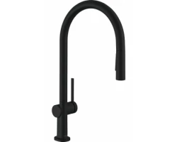 [401531] Кухонный смеситель Hansgrohe Talis M54, 72801670, с вытяжным изливом, 2 режима струи, sBox, чёрный матовый +59790 ₽