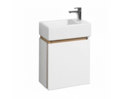 [570635] Тумба с раковиной Акватон Эклипс 45 см, подвесная, отверстие под смеситель справа, белый/эбони светлый, 1A1728K1EK49R +7763 ₽