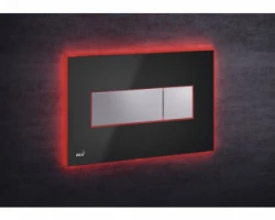 [313963] Кнопка управления AlcaPlast M1474 - AEZ113 с цветной пластиной, светящаяся кнопка черная глянцевая, свет красный +29641 ₽