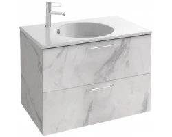 [354709] Тумба под раковину Jacob Delafon Odeon Rive Gauche 80 см, EB2522-R5-NR4, цвет белый мрамор, ручки хром +56580 ₽