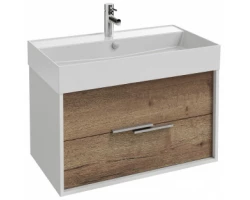 [440371] Тумба под раковину Jacob Delafon Vivienne 80 см, корпус белый глянцевый, фасад дуб табак, ручки хром, EB1507-N18-E52 +61520 ₽