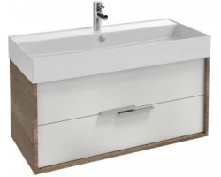[440747] Тумба под раковину Jacob Delafon Vivienne 100 см, корпус дуб табак, фасад белый глянцевый, ручки хром, EB1508-E52-N18 +69410 ₽