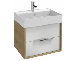 [451671] Тумба под раковину Jacob Delafon Vivienne 60 см, корпус арлингтонский дуб, фасад белый глянцевый, ручки хром, EB1506-E7 +55220 ₽