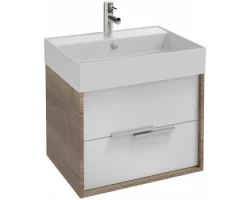 [452163] Тумба под раковину Jacob Delafon Vivienne 60 см, корпус дуб табак, фасад белый глянцевый лак, без ручек, EB1583-E52-G1C +60740 ₽