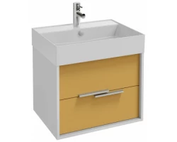 [453231] Тумба под раковину Jacob Delafon Vivienne 60 см, корпус белый глянцевый, фасад императорский жёлтый матовый, без ручек, +60740 ₽