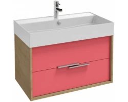 [453527] Тумба под раковину Jacob Delafon Vivienne 80 см, корпус арлингтонский дуб, фасад алый матовый, ручки хром, EB1507-E70-M +72570 ₽
