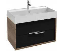 [453543] Тумба под раковину Jacob Delafon Vivienne 80 см, корпус дуб табак, фасад черный глянцевый лак, ручки хром, EB1507-E52-2 +72570 ₽