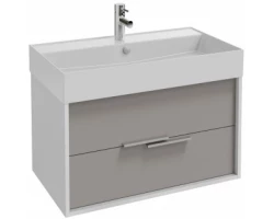 [456851] Тумба под раковину Jacob Delafon Vivienne 80 см, корпус белый глянцевый, фасад серый титан матовый, без ручек, EB1584-N +67050 ₽