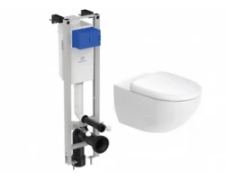 [522223] Инсталляция Ideal Standard узкая с унитазом Duravit Architec 45720900A1, сиденье микролифт, комплект Santehnica.ru +35110 ₽