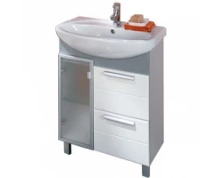 [89984] Набор: Тумба-умывальник с раковиной Акватон АЛЬТАИР 65  1A1001K0ARG1L, левая бело-алюминиевая +17221 ₽