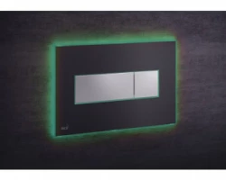 [313966] Кнопка управления AlcaPlast M1475 - AEZ112 с цветной пластиной, светящаяся кнопка черная матовая, свет зеленый +29641 ₽