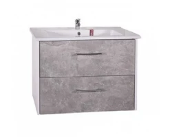 [333340] Тумба под раковину АСБ-Мебель Лира 85 см подвесная, белый, серый камень +18005 ₽