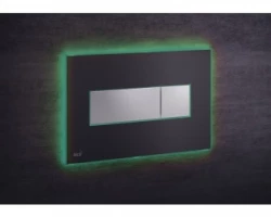 [313966] Кнопка управления AlcaPlast M1475 - AEZ112 с цветной пластиной, светящаяся кнопка черная матовая, свет зеленый +29641 ₽