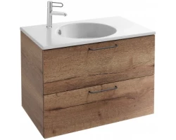 [354711] Тумба под раковину Jacob Delafon Odeon Rive Gauche 80 см, EB2522-R9-E52, цвет дуб табак, ручки черные +64680 ₽