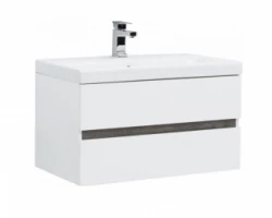 [446407] Тумба под раковину Aquanet Беркли 80 см подвесная, 2 ящика, белый глянцевый/дуб рошелье, 254290 +11873 ₽