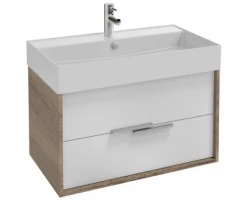 [452171] Тумба под раковину Jacob Delafon Vivienne 80 см, корпус дуб табак, фасад белый глянцевый лак, без ручек, EB1584-E52-G1C +67050 ₽