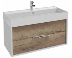 [457143] Тумба под раковину Jacob Delafon Vivienne 100 см, корпус белый глянцевый, фасад дуб табак, ручки хром, EB1508-N18-E52 +69410 ₽