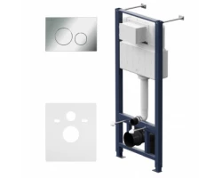 [536039] Инсталляция Am.Pm Pro для подвесного унитаза с пневматической клавишей Pro L пластик, глянцевый хром, I012704.9051 +32980 ₽