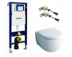 [303228] Инсталляция Geberit с безободковым унитазом Geberit iCon Rimfree 204060000, сиденье микролифт клавиша хром, комплект Sa +62041 ₽
