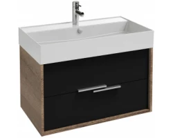 [440643] Тумба под раковину Jacob Delafon Vivienne 80 см, корпус дуб табак, фасад черный матовый лак, ручки хром, EB1507-E52-M61 +72570 ₽