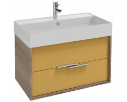 [452175] Тумба под раковину Jacob Delafon Vivienne 80 см, корпус дуб табак, фасад императорский жёлтый глянцевый, без ручек, EB1 +67050 ₽
