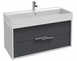 [457303] Тумба под раковину Jacob Delafon Vivienne 100 см, корпус белый глянцевый, фасад насыщенный серый сатин, без ручек, EB15 +56030 ₽