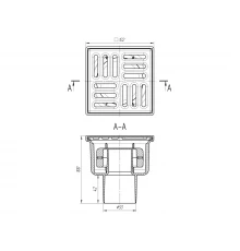 Трап верт. вып. 50, с реш. из  нерж. стали 10x10  сухой, ANI PLAST