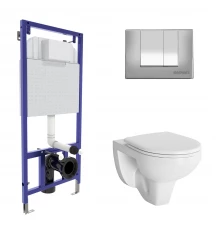 Комплект для монтажа подвесного унитаза GAMMA: инсталляция NOVUM525, кнопка S3, унитаз  с сиденьем  