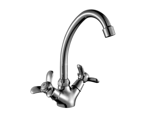 Q02 Смеситель для кухни, пов.излив 157мм, р/ДВ, хром, ROS, Q02-71