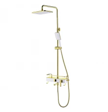 Mista Смеситель для ванны-душа, пов.излив 105мм 'Троп.дождь' лейка, р/ОД, белый/золото, LM, LM6462WG