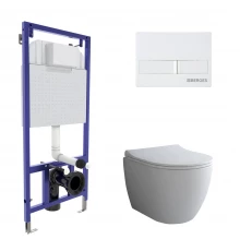 Комплект: инсталляция NOVUM, кнопка L1, унитаз OKUS, сиденье дюропласт Toma Slim SO, BERGES