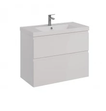 Тумба Lemark VEON 90 см под 1 раковину, подвесная/напольная, 2 ящика, цвет корпуса, фасада: Белый гл