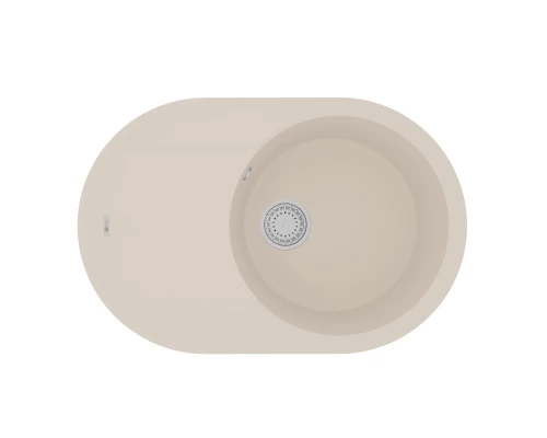 Кухонная мойка Lemark LACHA 760 врезная овальная с крылом из кварцгранита, Шампань 