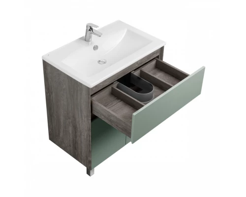 Тумба ФОРЕСТ 75, 1 ящ., 2 дв., дуб рошелье/сумеречный голубой (под раковину ЭЛИНА 75)