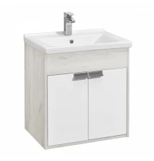 Тумба ФЛАЙ 60, белая, дуб крафт (под раковину МИРАНДА 60)