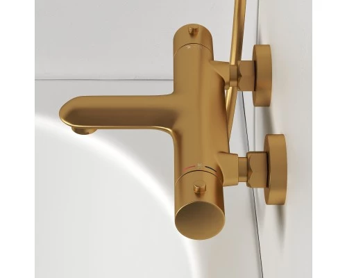 Смеситель д/ванны и душа Abelsberg Perfecta INF61101BG с термостатом, королевское золото