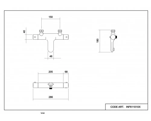 Смеситель д/ванны и душа Abelsberg Perfecta INF61101BN с термостатом, титан