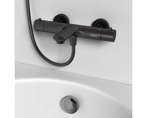 Смеситель д/ванны и душа Abelsberg Perfecta INF61101GM с термостатом, космическая сталь