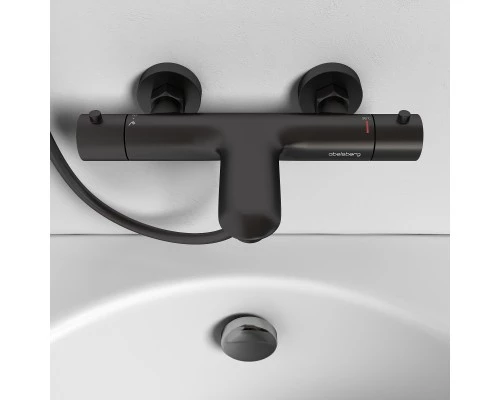 Смеситель д/ванны и душа Abelsberg Perfecta INF61101GM с термостатом, космическая сталь