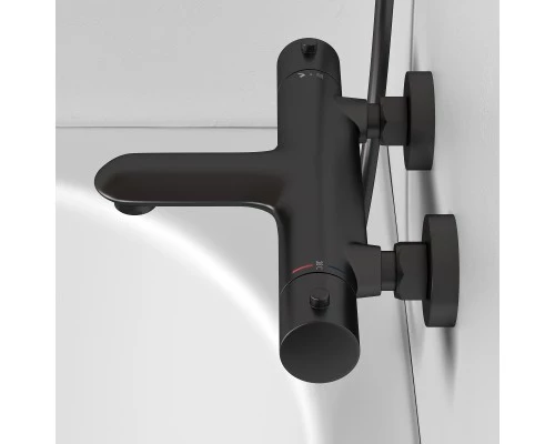 Смеситель д/ванны и душа Abelsberg Perfecta INF61101GM с термостатом, космическая сталь