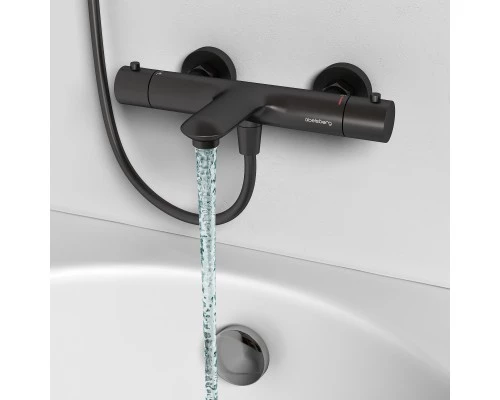 Смеситель д/ванны и душа Abelsberg Perfecta INF61101GM с термостатом, космическая сталь