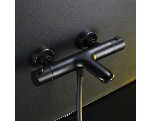 Смеситель д/ванны и душа Abelsberg Perfecta INF61101MB с термостатом, вулканический черный