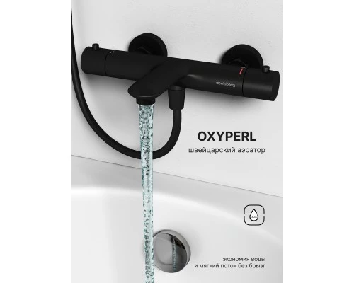 Смеситель д/ванны и душа Abelsberg Perfecta INF61101MB с термостатом, вулканический черный