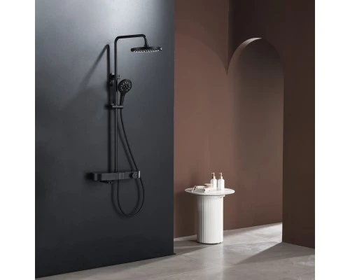 Душевая система Abelsberg Intensa SNS52655MB термостат, полка, д/ванны и душа, вулканический черный