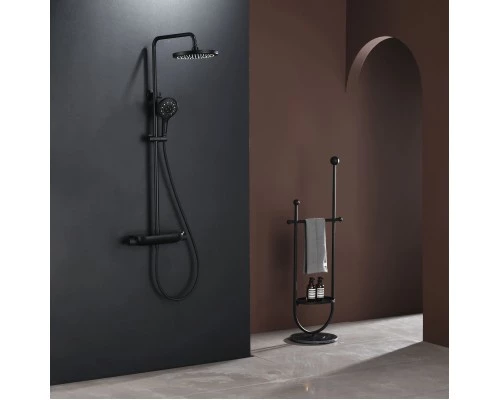 Душевая система Abelsberg Lineara SNS52790MB термостат, полка, д/душа, вулканический черный