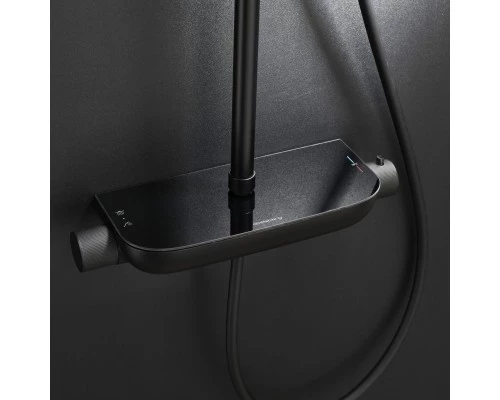 Душевая система Abelsberg Lineara SNS52790MB термостат, полка, д/душа, вулканический черный