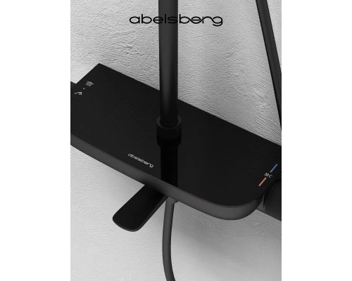 Душевая система Abelsberg Lineara SNS52791MB термостат, полка, д/ванны и душа, вулканический черный