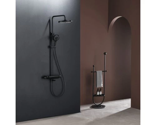 Душевая система Abelsberg Lineara SNS52791MB термостат, полка, д/ванны и душа, вулканический черный