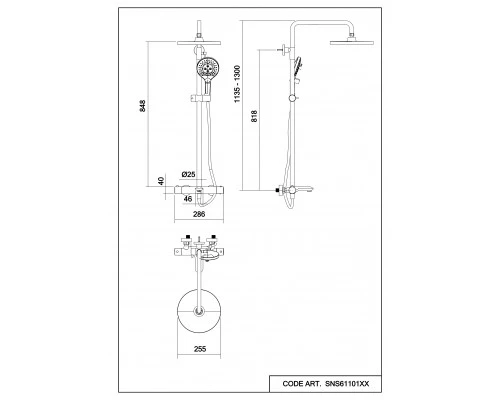 Душевая система Abelsberg Perfecta SNS61102BN термостат, д/ванны и душа, титан