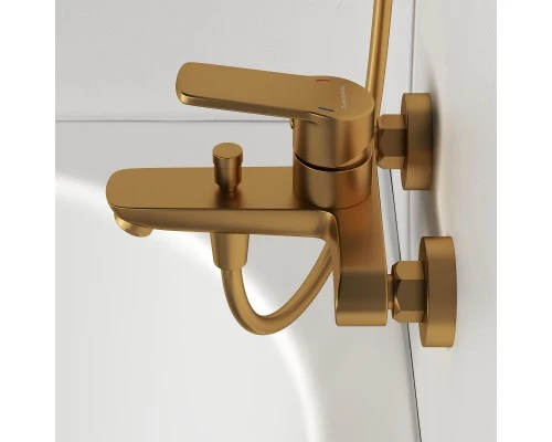 Смеситель д/ванны и душа Abelsberg UNF25747BG Lineara, королевское золото